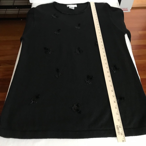 VICTORIA JONES Velvet Beaded Sweater Black Long Sleeve Women’s Plus Size 1X - Picture 13 of 16